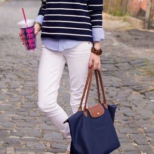 Longchamp Navy and Brown Tote Bag
Size Large